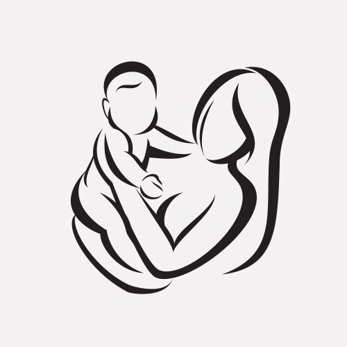 mother and baby stylized symbol vector image