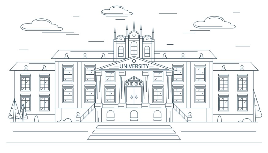 University building concept contour linear style vector image