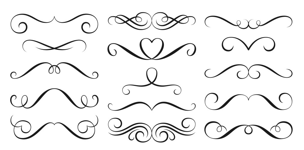 divider black line border art decor flourish swirl vector image