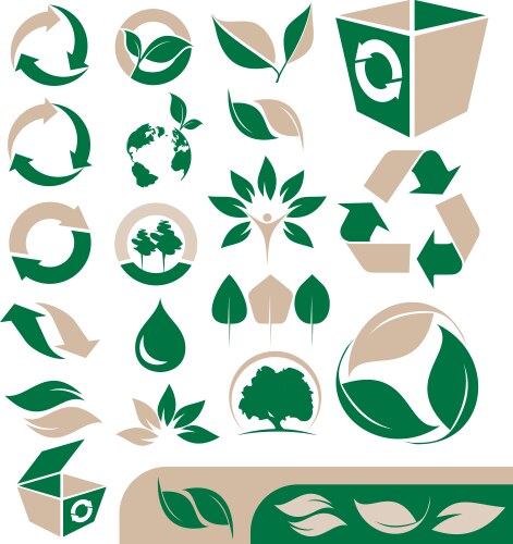 Green and recycling icons set vector image