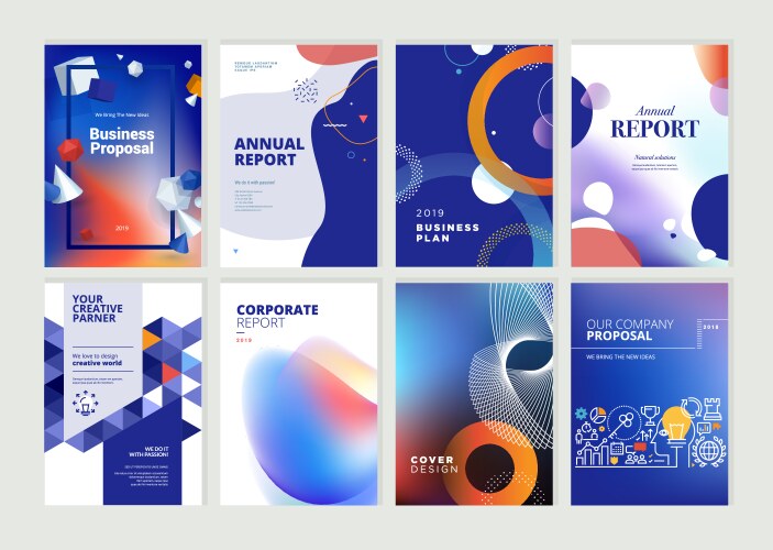 Set of brochure annual report design template vector image