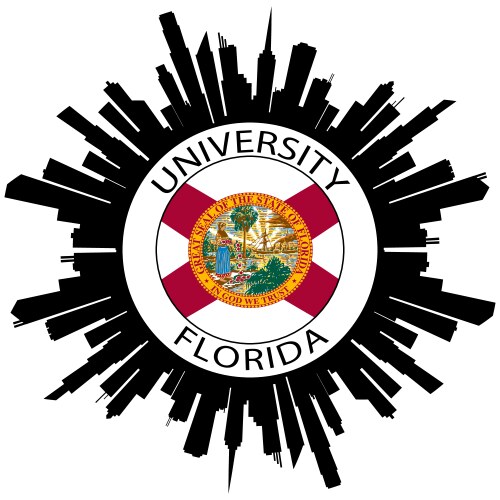 University skyline florida flag usa travel vector image