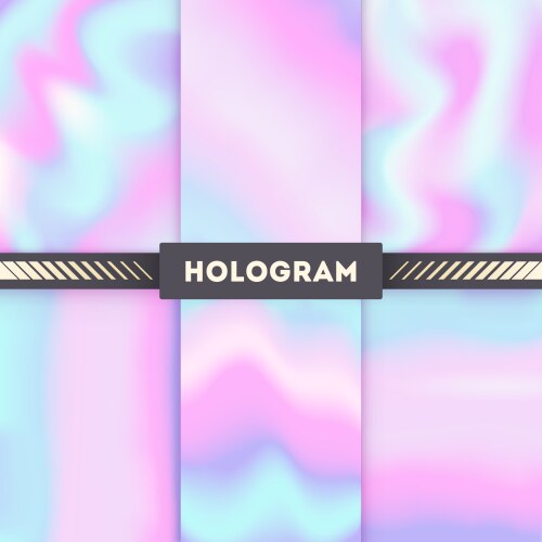 Rainbow colored hologram background set vector image