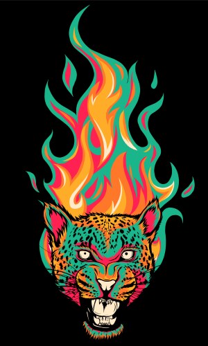 Leopard head with fire vector image