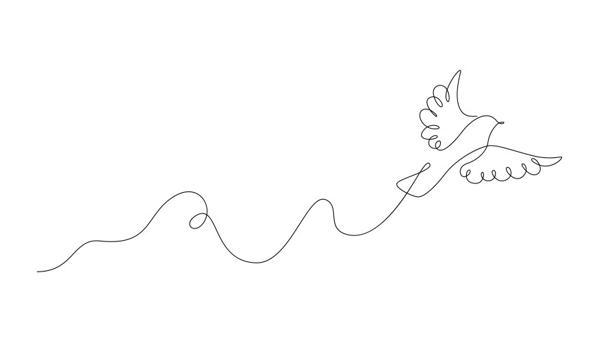 flying bird one single line drawing continuous vector image