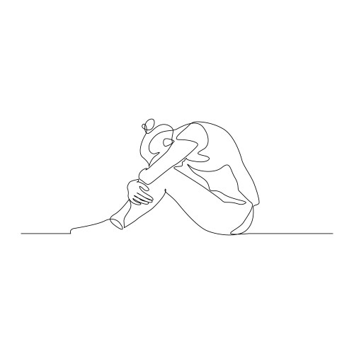 Continuous one line woman sitting on floor vector image