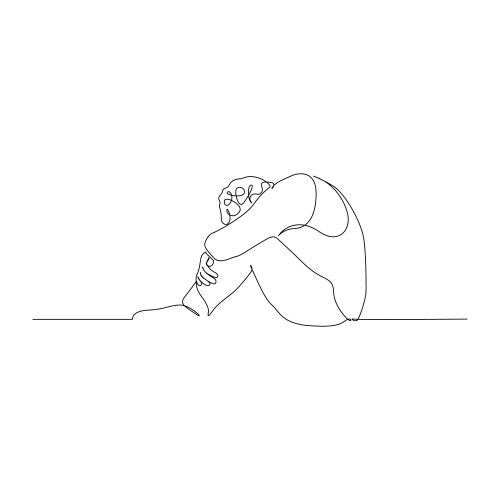 Continuous one line man sitting on floor vector image