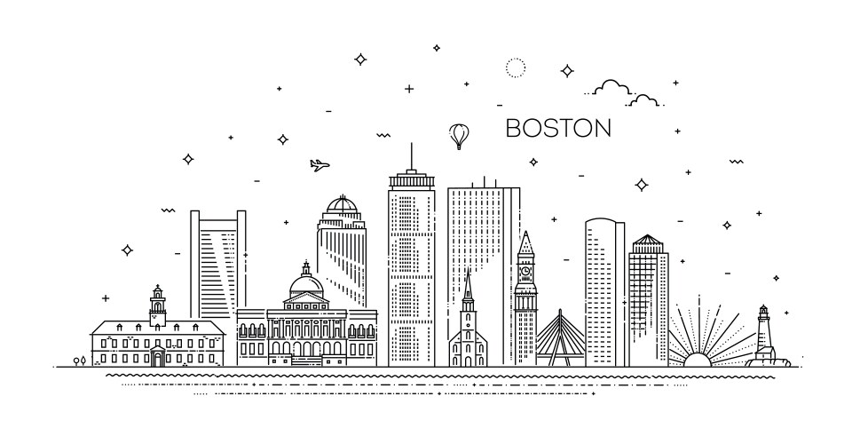 Boston architecture line skyline vector image