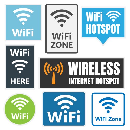 wireless signs set wifi icons vector image