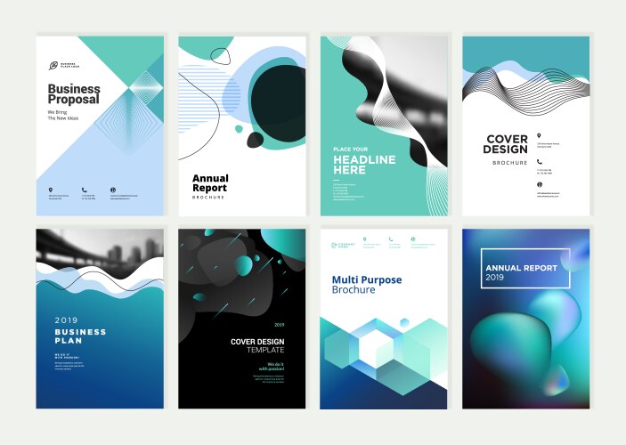 Set of brochure annual report design template vector image