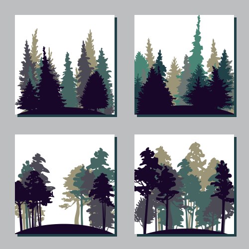 Set of different landscapes with trees vector image