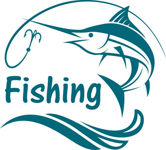 swordfish fishing emblem vector image