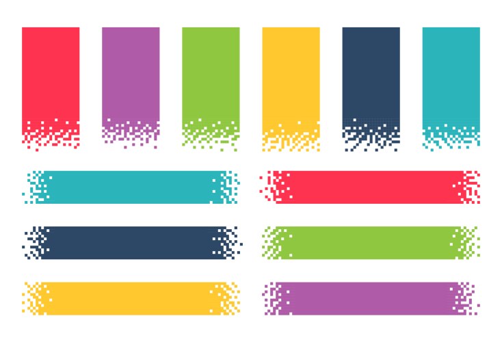 Pixel banners header footer banner rectangles vector image