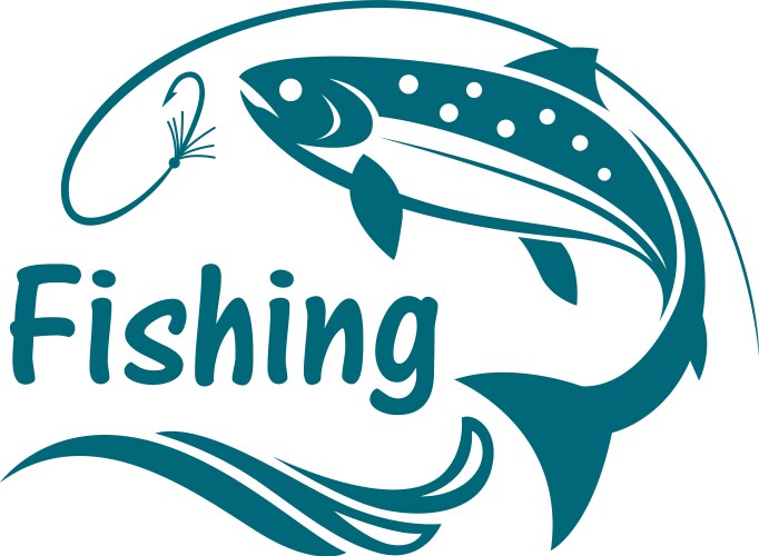 Salmon fishing emblem vector image