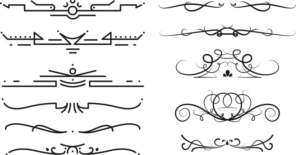 collection of dividers calligraphic style vector image