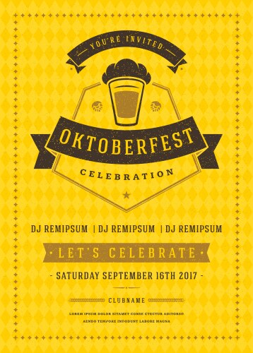 Oktoberfest beer festival celebration retro vector image