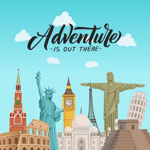 World sights background vector image