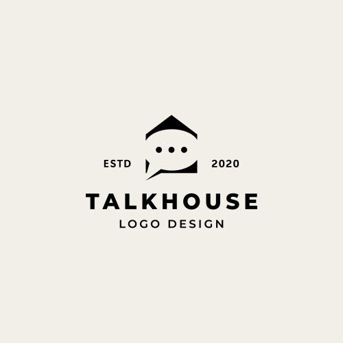 Talk house logo with chat symbol in negative space vector image