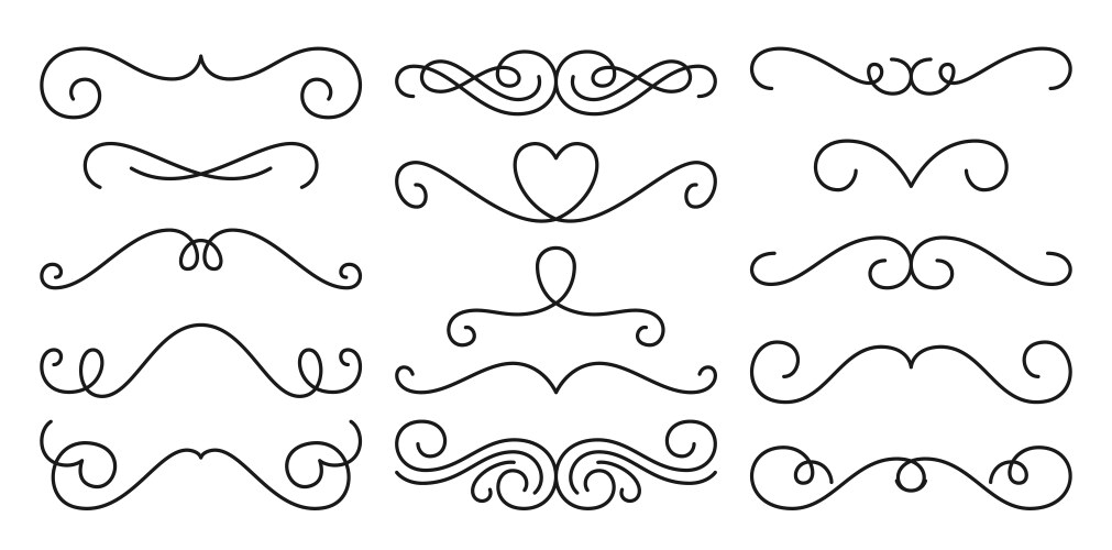 divider black line swirl victorian flourish scroll vector image