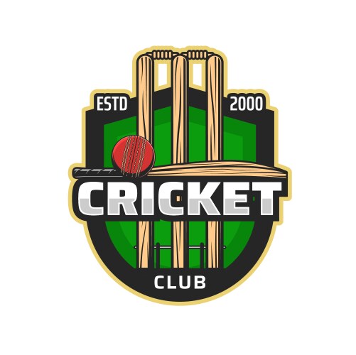 cricket sport club icon ball bats and wickets vector image