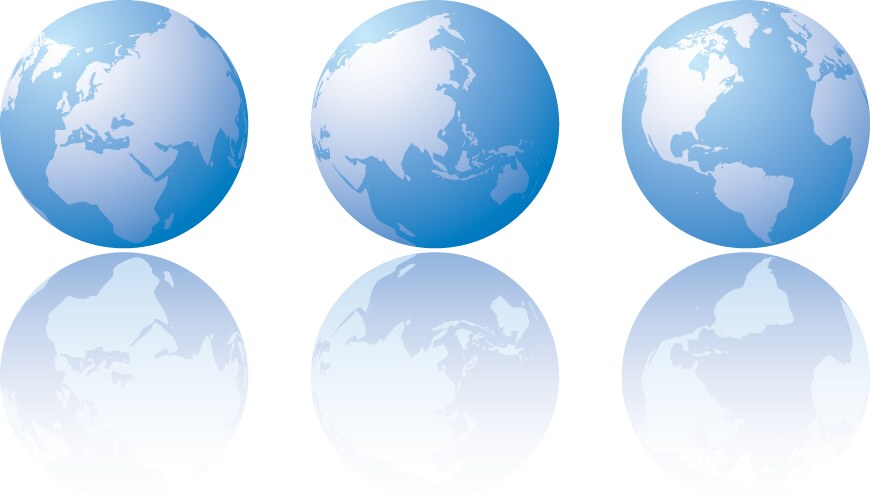 Three globe world views vector image