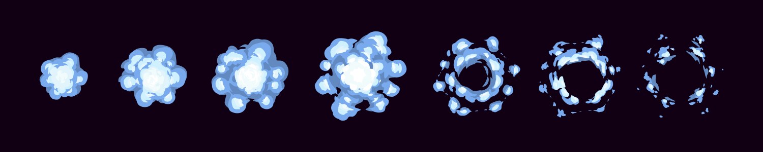 Smoke explode animation sprite sheet vfx steam vector image