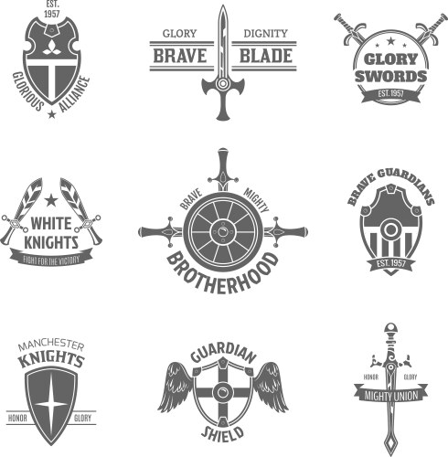 Heraldic coat of arms labels set vector image