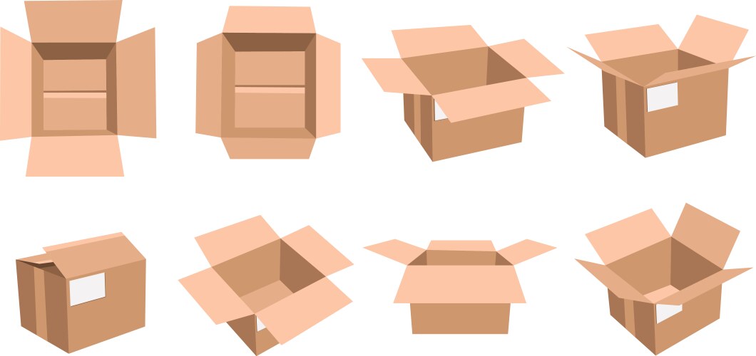 Carton box set open vector image