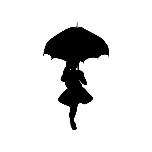 silhouette girl holding umbrella in hands vector image