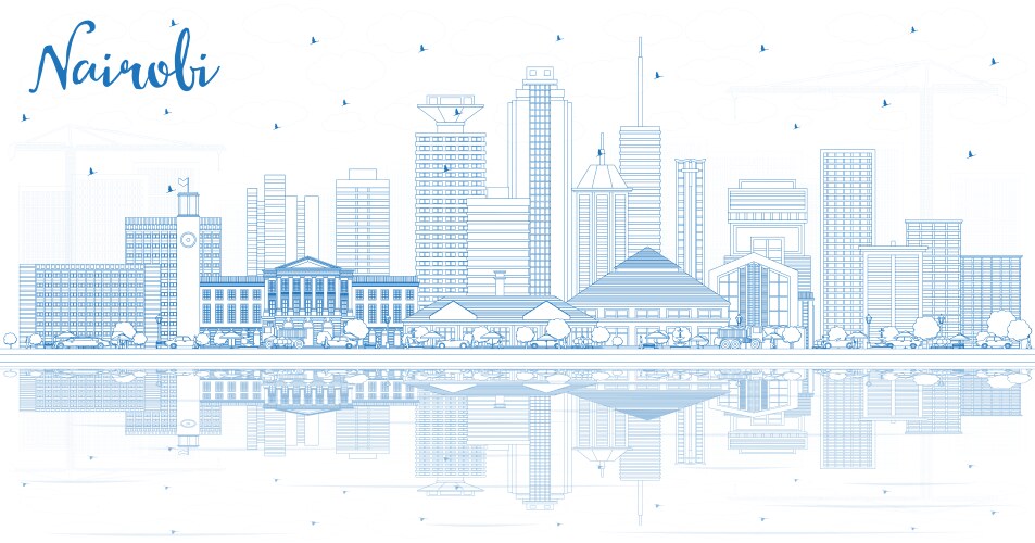 Outline nairobi kenya city skyline with blue vector image