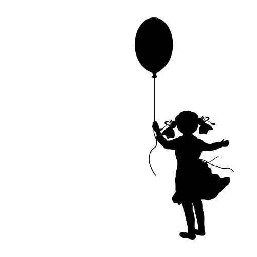 silhouette girl holiday hand balloon vector image