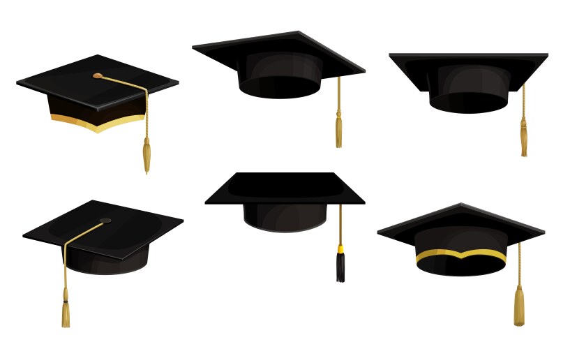 Academic caps icons university black hats vector image