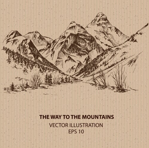 Way to the mountains vector image