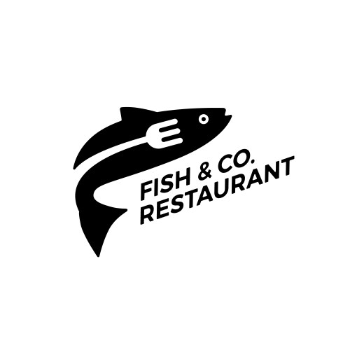 Fish fork restaurant logo icon vector image