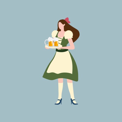 waitress wearing traditional oktoberfest clothe vector image