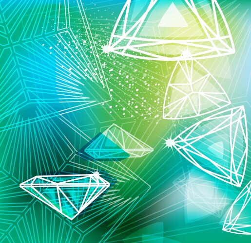 Abstract green background with linear diamonds vector image