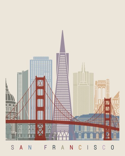 San francisco skyline poster vector image