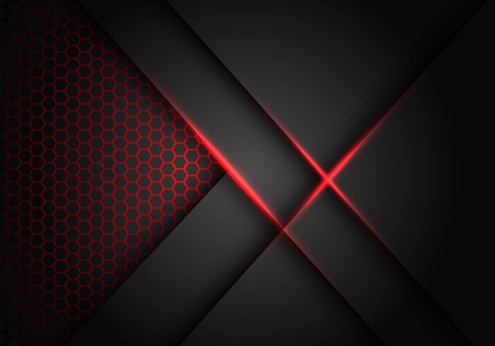 abstract grey metallic overlap red light hexagon vector image