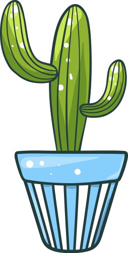 Cactus in a pot green home plant icon vector image