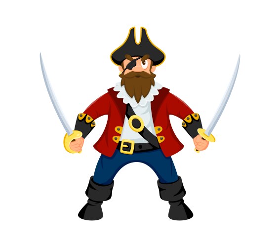 Cartoon pirate corsair bandit comical character vector image