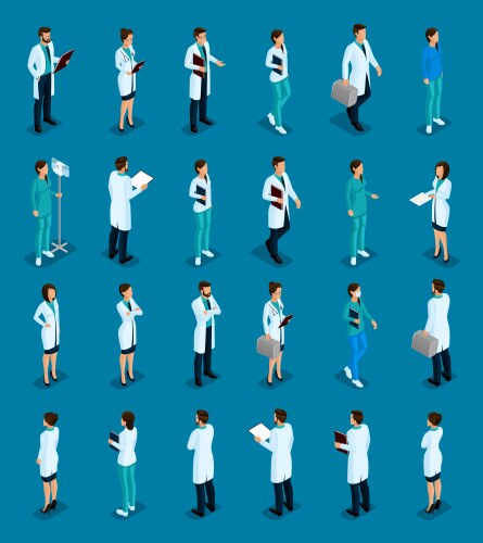 Isometric medical staff doctor surgeon nurse vector image