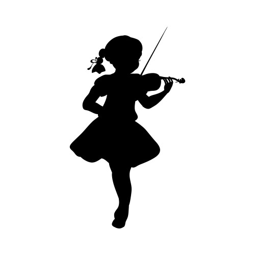 silhouette girl music plays violin vector image