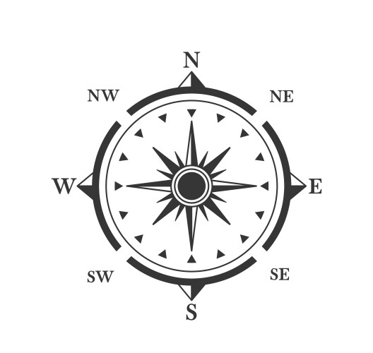 Compass rose featuring cardinal directions and sub vector image