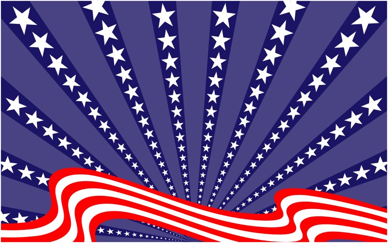 Usa flag ribbon on starry rays background vector image