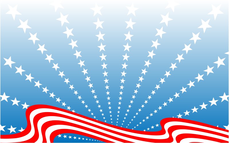 Usa flag ribbon on starry rays background vector image