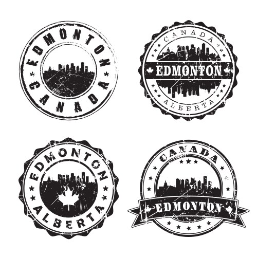 edmonton alberta stamp skyline postmark vector image