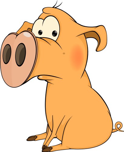 Sad pig cartoon vector image