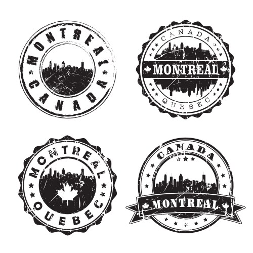 montreal quebec stamp skyline postmark silhouette vector image