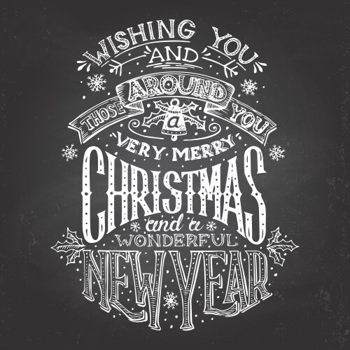 Christmas wishes hand-lettering with chalk vector image