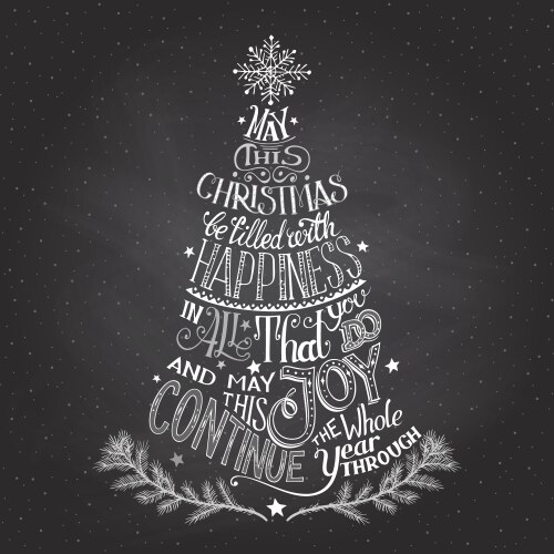 Christmas tree hand-lettering with chalk vector image